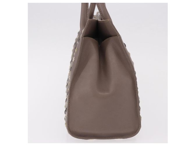 Borsa Jimmy Choo Riley Small Star Studs in pelle grigia e oro Auth bs36088 Marrone D'oro - vista 5