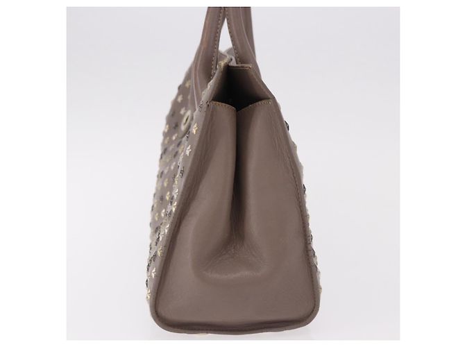 Borsa Jimmy Choo Riley Small Star Studs in pelle grigia e oro Auth bs36088 Marrone D'oro - vista 6