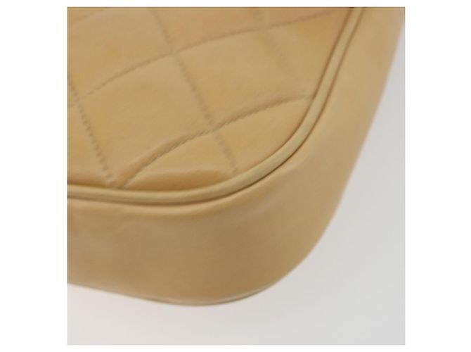 CHANEL Borsa a Spalla Matelasse in Pelle di Agnello Beige Oro CC Auth 193017 D'oro - vista 10