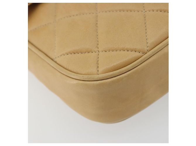 CHANEL Borsa a Spalla Matelasse in Pelle di Agnello Beige Oro CC Auth 193017 D'oro - vista 11