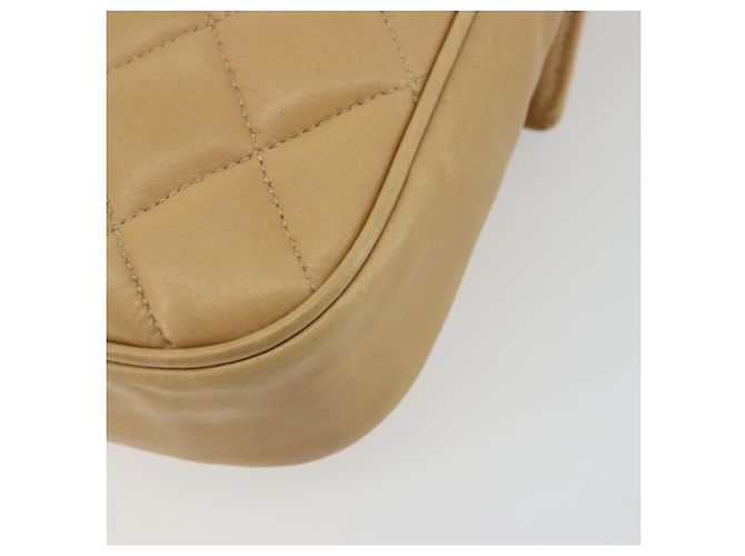 CHANEL Borsa a Spalla Matelasse in Pelle di Agnello Beige Oro CC Auth 193017 D'oro - vista 12