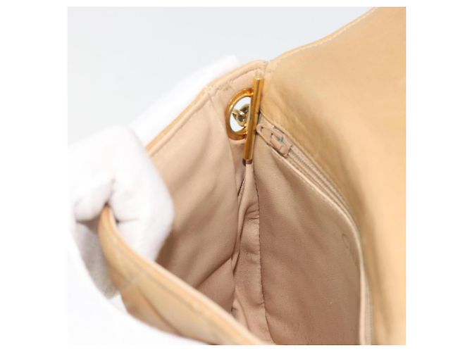 CHANEL Borsa a Spalla Matelasse in Pelle di Agnello Beige Oro CC Auth 193017 D'oro - vista 19