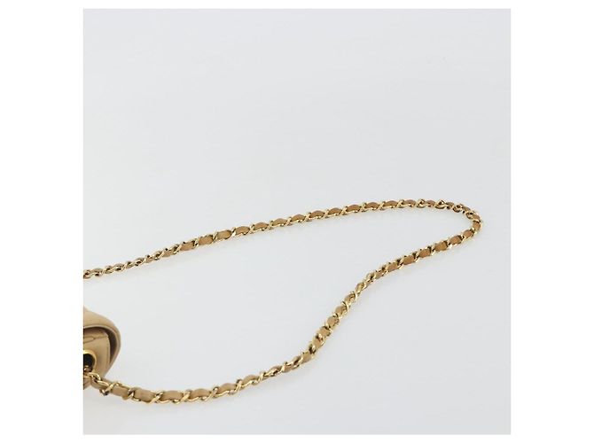 CHANEL Borsa a Spalla Matelasse in Pelle di Agnello Beige Oro CC Auth 193017 D'oro - vista 8