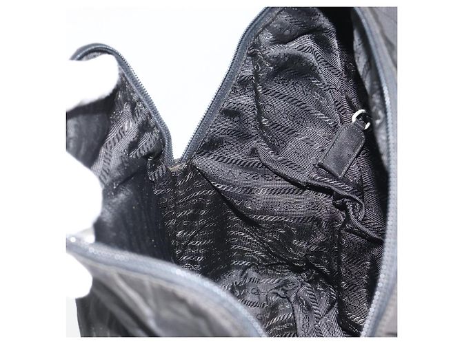 Zaino PRADA Nylon Nero Argento Auth ar13994 - vista 21