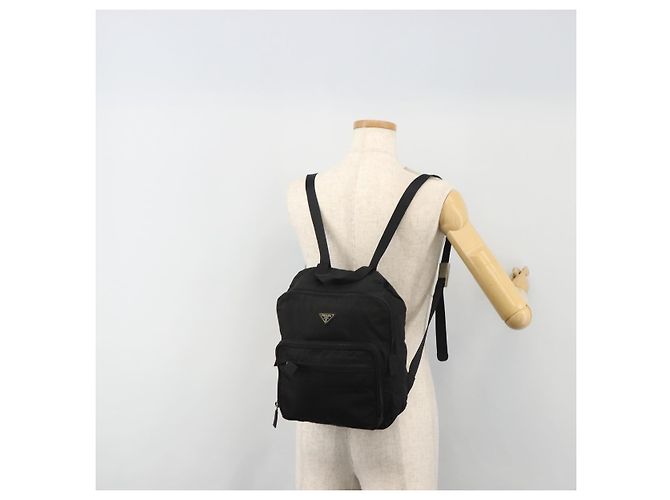 Zaino PRADA Nylon Nero Argento Auth ar13994 - vista 26