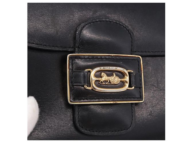 Céline Borsa a tracolla CELINE Horse Carriage in pelle nera Auth 191795 Nero - vista 14