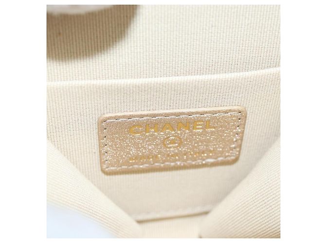 CHANEL Custodia Matelassé per AirPods Pro Set Pochette in Pelle Gold CC Auth 191648SM D'oro - vista 20