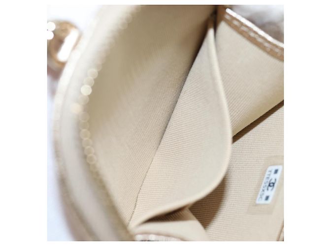 CHANEL Custodia Matelassé per AirPods Pro Set Pochette in Pelle Gold CC Auth 191648SM D'oro - vista 24