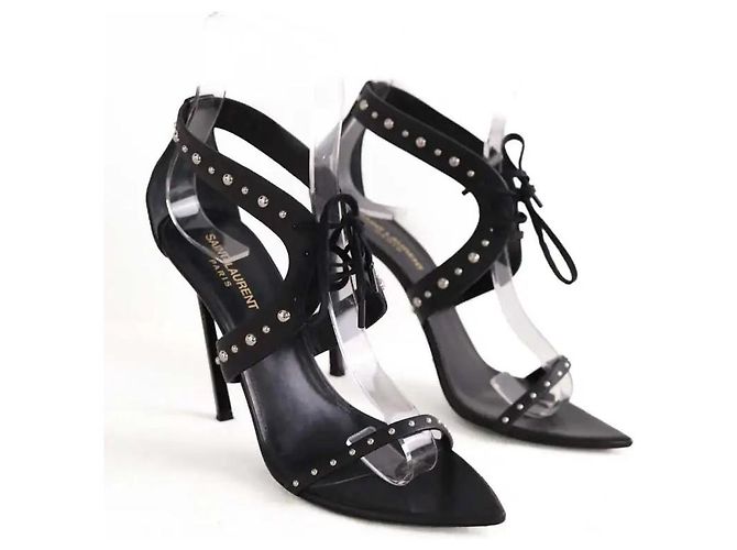 Décolleté Saint Laurent Inis studded in pelle nera Nero - vista 3
