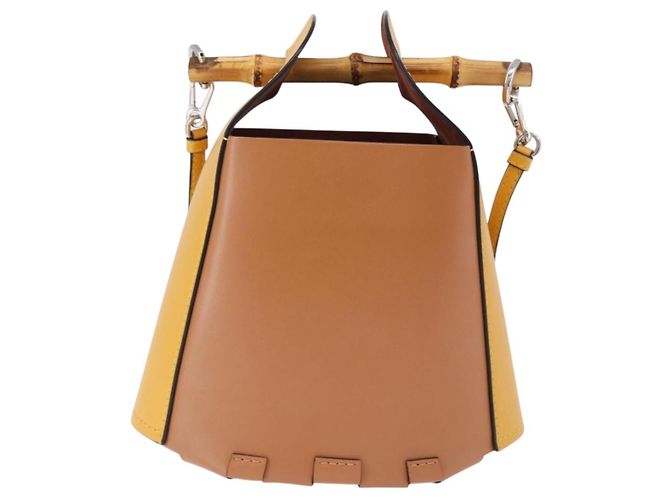 Borsa a mano LOEWE in pelle 2way KEN PRICE Giallo Argento Auth 190054SM - vista 2