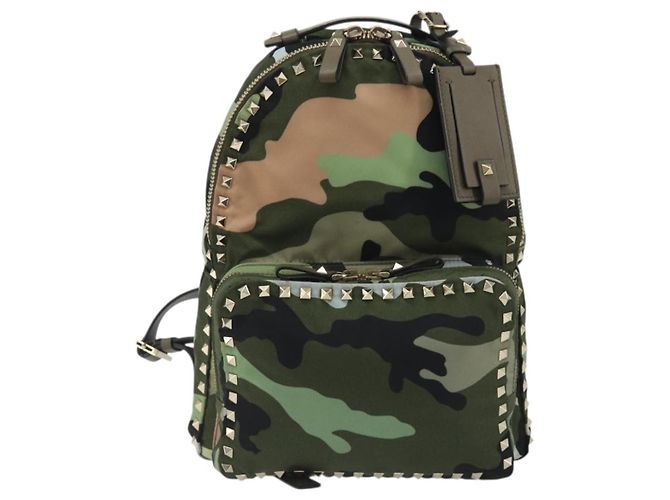 Zaino VALENTINO Nylon Khaki Gold Camouflage Auth BA13995 D'oro Cachi - vista 13