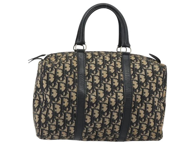 Borsa Boston Christian Dior Trotter Canvas Blu Navy Argento Auth 192214 - vista 2