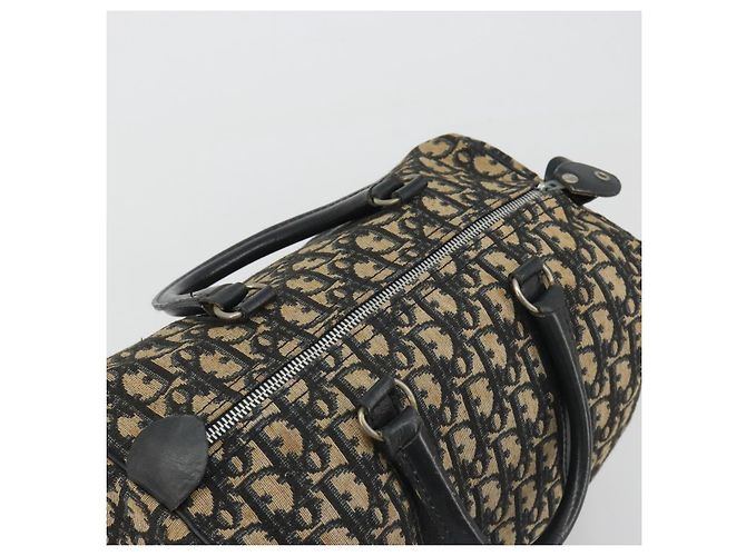 Borsa Boston Christian Dior Trotter Canvas Blu Navy Argento Auth 192214 - vista 6