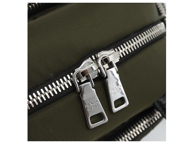 Bolso PRADA Nylon 2way Khaki Silver Auth SW2636SAM Plata Caqui - vista 17