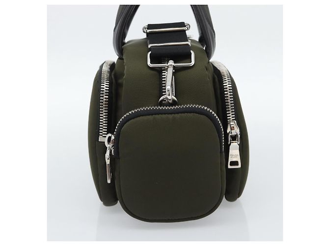 Bolso PRADA Nylon 2way Khaki Silver Auth SW2636SAM Plata Caqui - vista 4