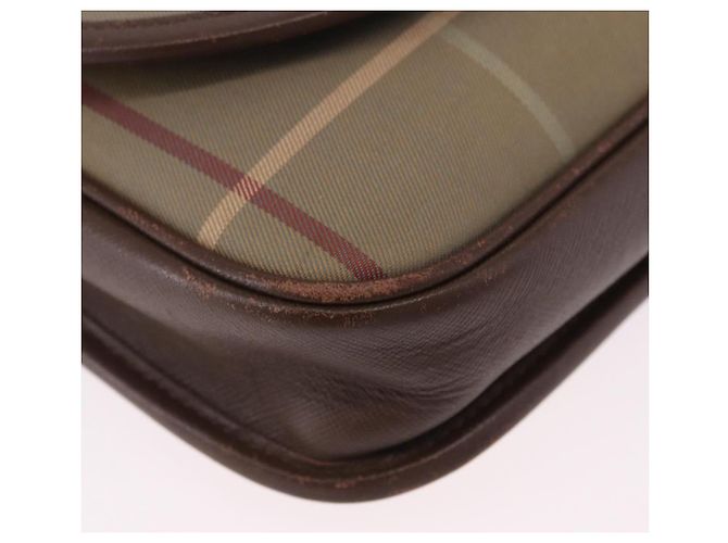 Borsa a Spalla Burberrys Nova Check in Tela Marrone con Tonalità Oro Auth 192747 - vista 10