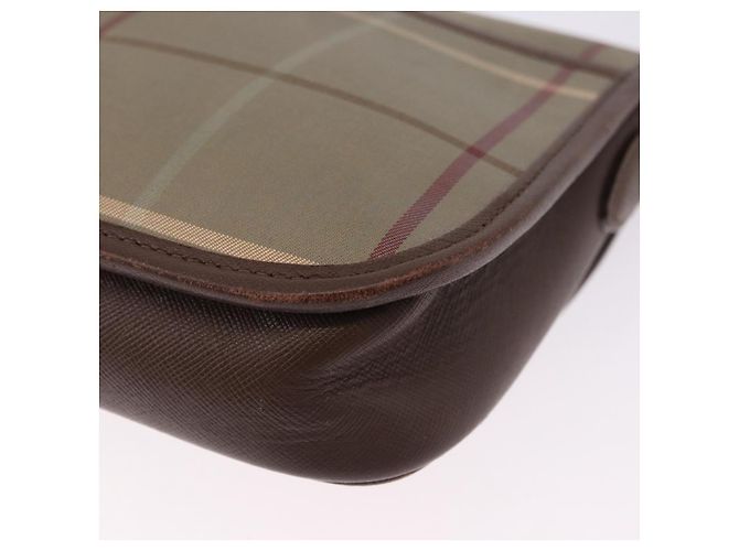 Borsa a Spalla Burberrys Nova Check in Tela Marrone con Tonalità Oro Auth 192747 - vista 13