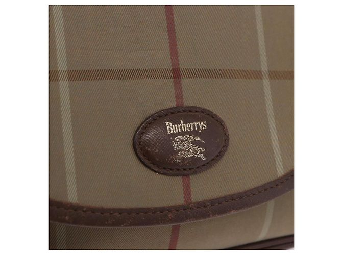Borsa a Spalla Burberrys Nova Check in Tela Marrone con Tonalità Oro Auth 192747 - vista 14