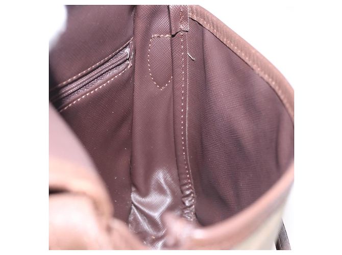 Borsa a Spalla Burberrys Nova Check in Tela Marrone con Tonalità Oro Auth 192747 - vista 17