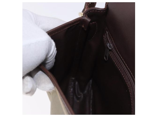 Borsa a Spalla Burberrys Nova Check in Tela Marrone con Tonalità Oro Auth 192747 - vista 18
