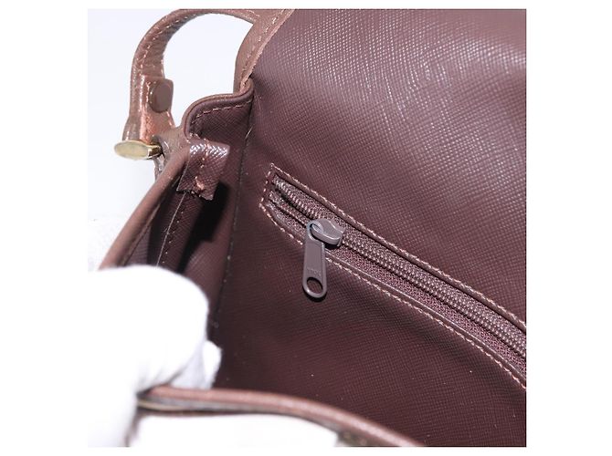 Borsa a Spalla Burberrys Nova Check in Tela Marrone con Tonalità Oro Auth 192747 - vista 19