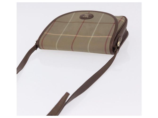 Borsa a Spalla Burberrys Nova Check in Tela Marrone con Tonalità Oro Auth 192747 - vista 6