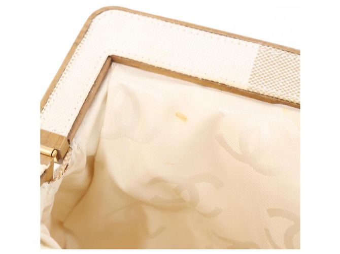 Borsa CHANEL Tela Beige Oro CC Auth 192039V D'oro - vista 18
