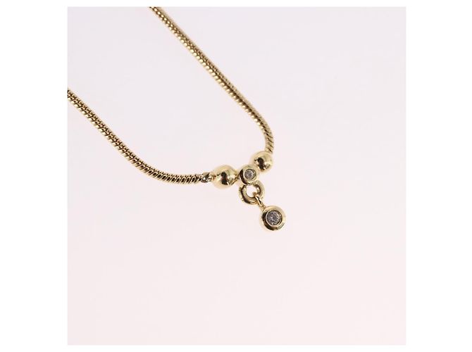 Collana a catena snake Christian Dior Metallo Tonalità Oro Auth SW2518 - vista 3