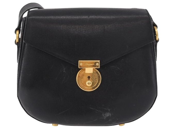 Borsa a Spalla Salvatore Ferragamo in Pelle Nera e Oro Auth gh2148 Nero D'oro - vista 2