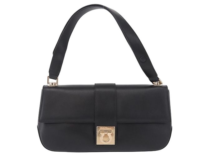 Borsa Salvatore Ferragamo Gancini in pelle nera e oro Auth bs36169V Nero D'oro - vista 2