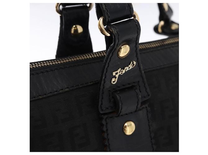 Borsa Tote FENDI Zucchino Canvas Nera Oro Auth ka5213 Nero D'oro - vista 15