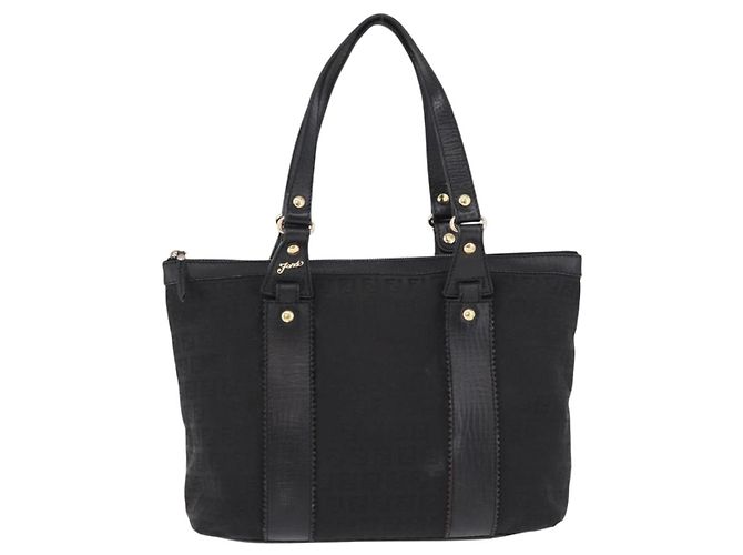 Borsa Tote FENDI Zucchino Canvas Nera Oro Auth ka5213 Nero D'oro - vista 2