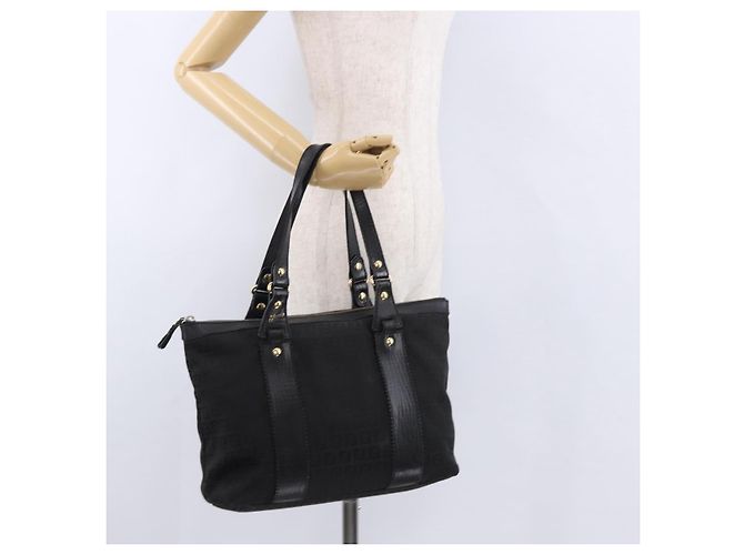 Borsa Tote FENDI Zucchino Canvas Nera Oro Auth ka5213 Nero D'oro - vista 24