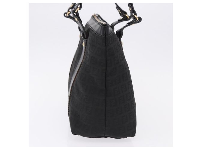 Borsa Tote FENDI Zucchino Canvas Nera Oro Auth ka5213 Nero D'oro - vista 4
