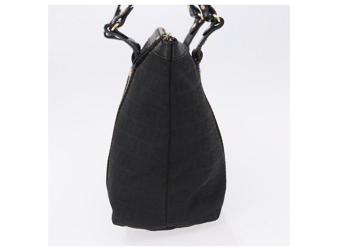 Borsa Tote FENDI Zucchino Canvas Nera Oro Auth ka5213 Nero D'oro - vista 5