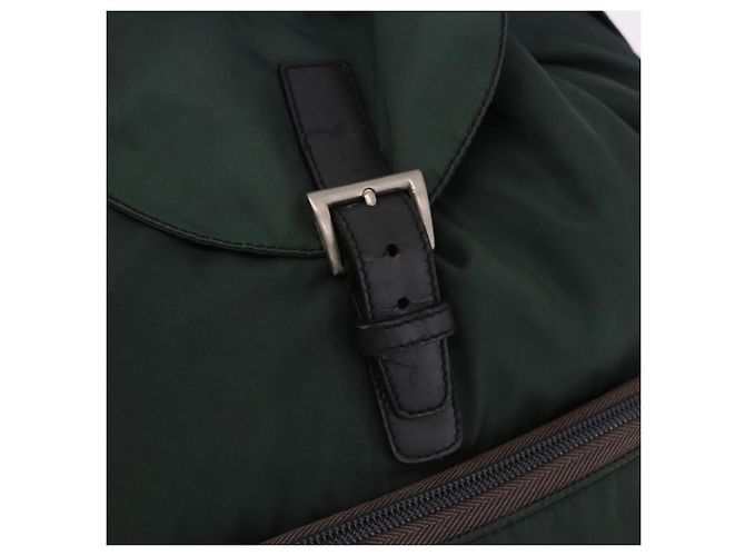Zaino PRADA Nylon Verde Argento Auth 191731A - vista 15