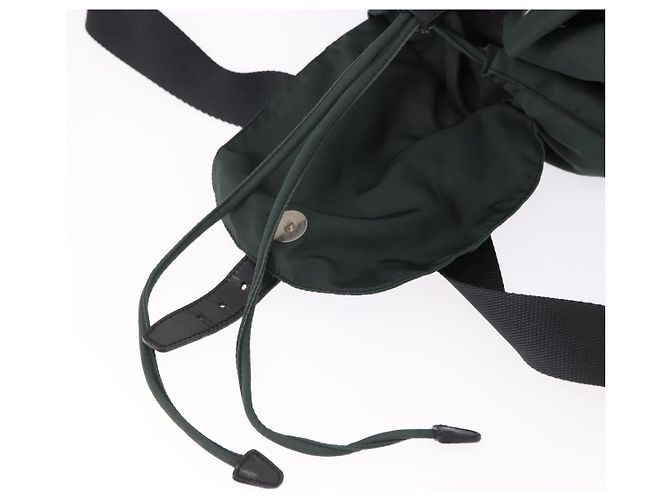 Zaino PRADA Nylon Verde Argento Auth 191731A - vista 17