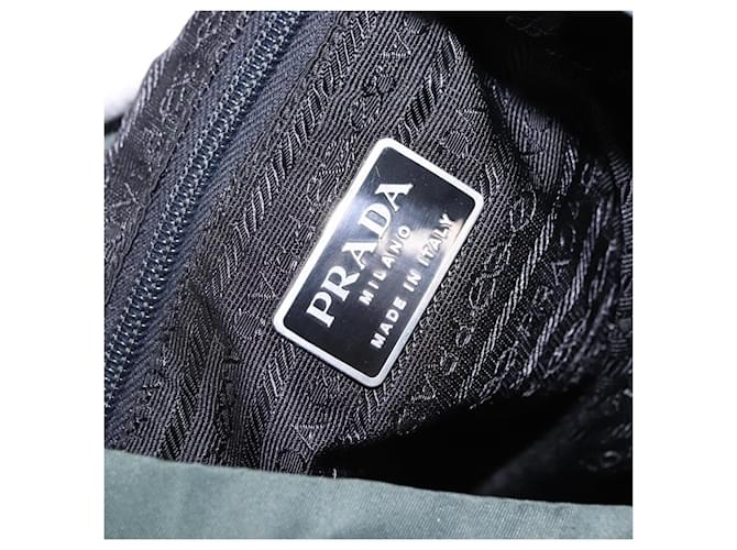 Zaino PRADA Nylon Verde Argento Auth 191731A - vista 18