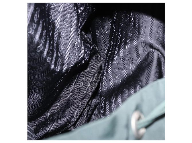 Zaino PRADA Nylon Verde Argento Auth 191731A - vista 19