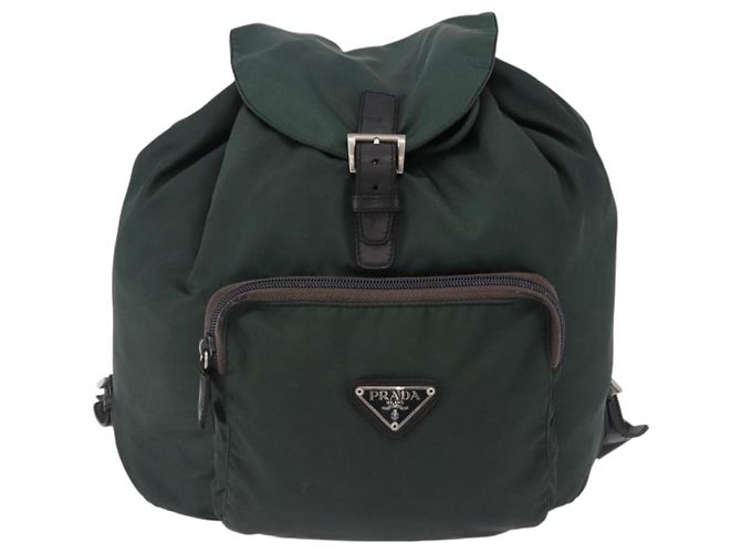 Zaino PRADA Nylon Verde Argento Auth 191731A - vista 2