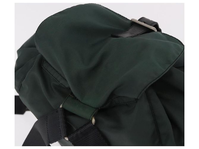 Zaino PRADA Nylon Verde Argento Auth 191731A - vista 6