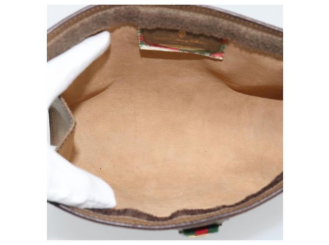 Borsa GUCCI GG Supreme Web Sherry Line PVC Beige Oro 89 01 032 Auth ep15103 D'oro - vista 13