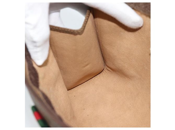 Borsa GUCCI GG Supreme Web Sherry Line PVC Beige Oro 89 01 032 Auth ep15103 D'oro - vista 15