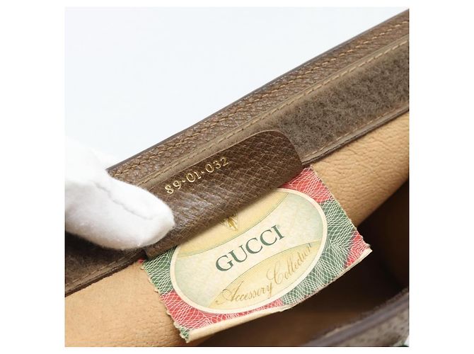 Borsa GUCCI GG Supreme Web Sherry Line PVC Beige Oro 89 01 032 Auth ep15103 D'oro - vista 16
