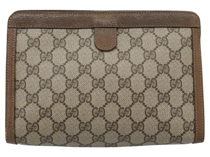 Borsa GUCCI GG Supreme Web Sherry Line PVC Beige Oro 89 01 032 Auth ep15103 D'oro - vista 3