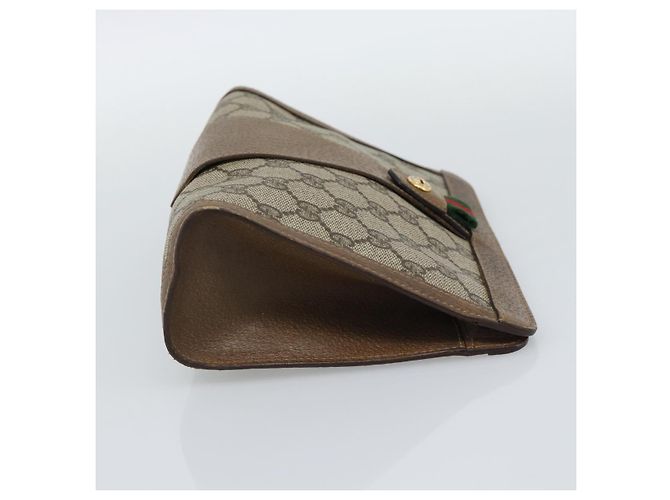 Borsa GUCCI GG Supreme Web Sherry Line PVC Beige Oro 89 01 032 Auth ep15103 D'oro - vista 5