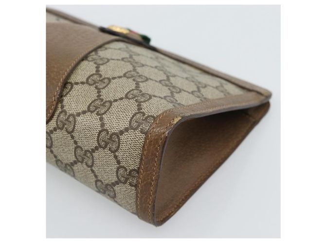 Borsa GUCCI GG Supreme Web Sherry Line PVC Beige Oro 89 01 032 Auth ep15103 D'oro - vista 8