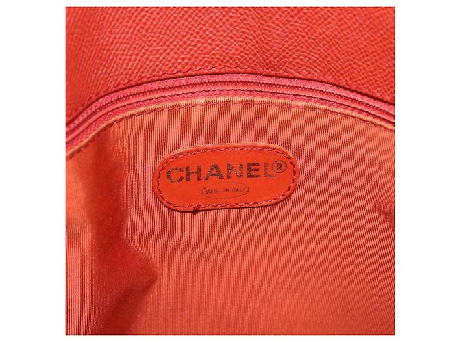 CHANEL Tote Bag Leder Orange Goldfarben CC Auth 192841 - Ansicht 16