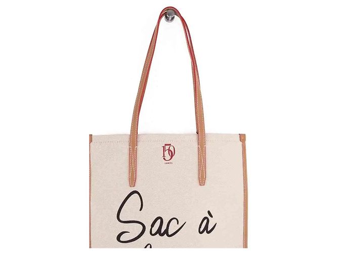 Borsa tote Lancel in tessuto ecru Crudo - vista 2