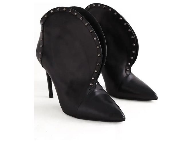 Botas Balmain Studded Accents Lace de cuero negro - vista 3